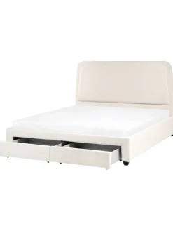 Beliani Betten & Matratzen<Doppelbett SARDENT in Weiß/Schwarz - (W) 188 x (H) 126 x (L) 213 cm