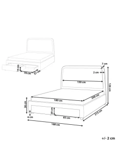 Beliani Betten & Matratzen<Doppelbett SARDENT in Weiß/Schwarz - (W) 188 x (H) 126 x (L) 213 cm