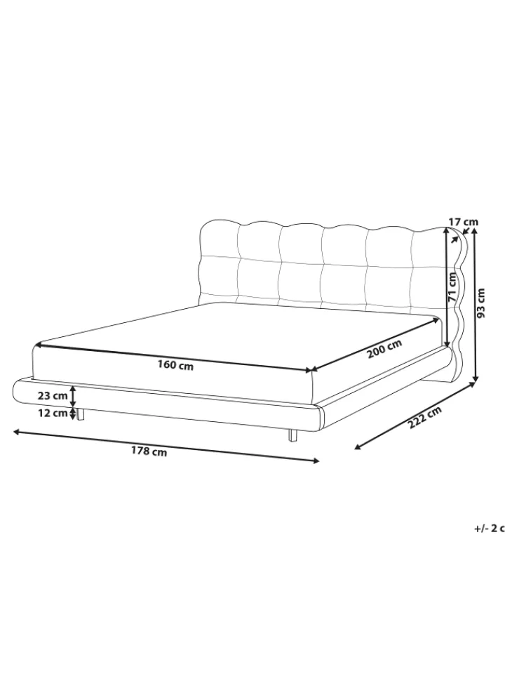 Beliani Betten & Matratzen<Doppelbett SOULISSE in Weiß/Schwarz - (W) 178 x (H) 93 x (L) 222 cm