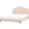 Beliani Betten & Matratzen<Doppelbett VINCENNES in Rosa/Schwarz - (W) 185 x (H) 124 x (L) 213 cm