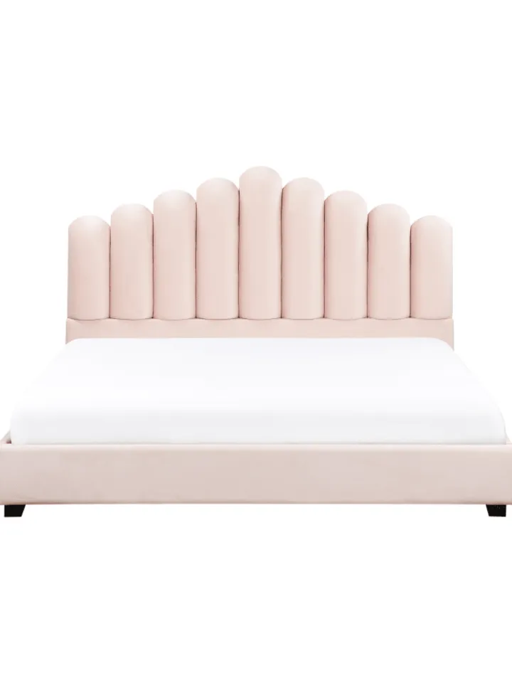 Beliani Betten & Matratzen<Doppelbett VINCENNES in Rosa/Schwarz - (W) 185 x (H) 124 x (L) 213 cm
