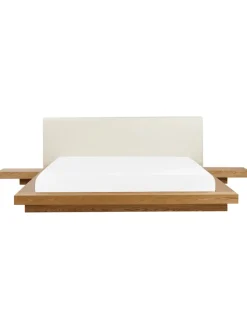 Beliani Betten & Matratzen<Doppelbett ZEN in Braun/Weiß - (W) 328 x (H) 86 x (L) 229 cm