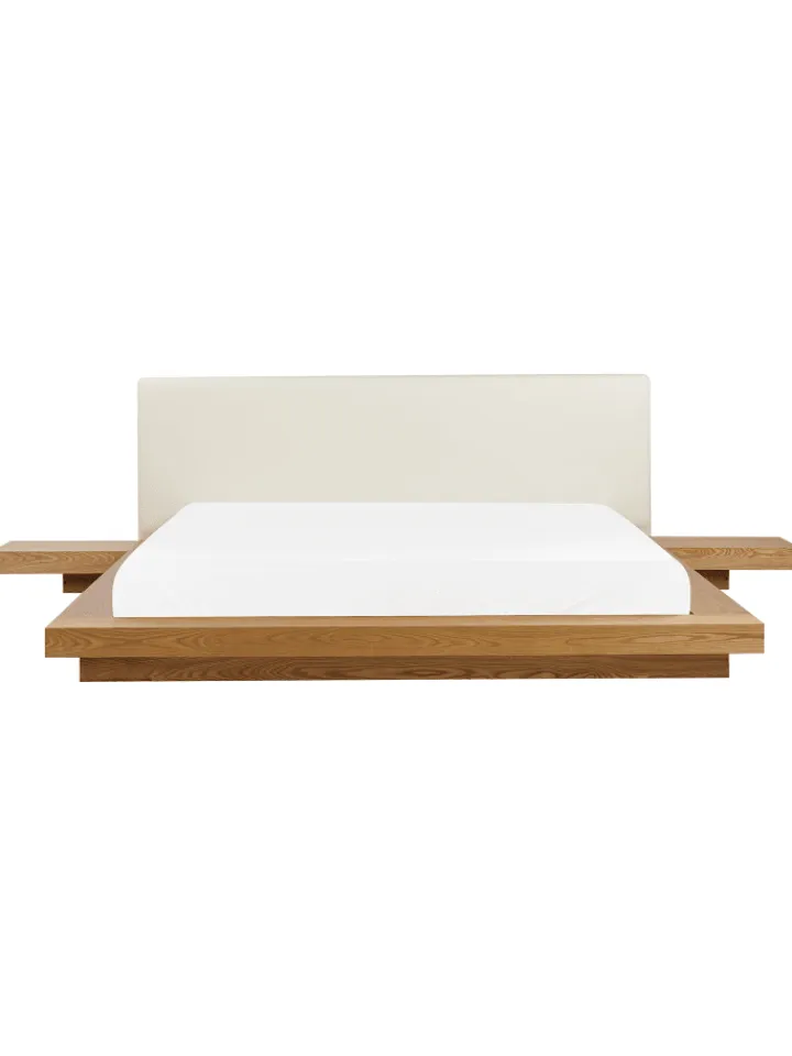 Beliani Betten & Matratzen<Doppelbett ZEN in Braun/Weiß - (W) 328 x (H) 86 x (L) 229 cm