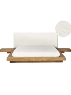 Beliani Betten & Matratzen<Doppelbett ZEN in Braun/Weiß - (W) 308 x (H) 86 x (L) 229 cm