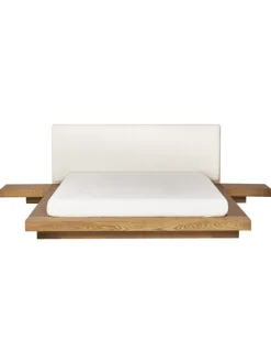 Beliani Betten & Matratzen<Doppelbett ZEN in Braun/Weiß - (W) 308 x (H) 86 x (L) 229 cm