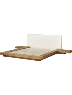 Beliani Betten & Matratzen<Doppelbett ZEN in Braun/Weiß - (W) 308 x (H) 86 x (L) 229 cm