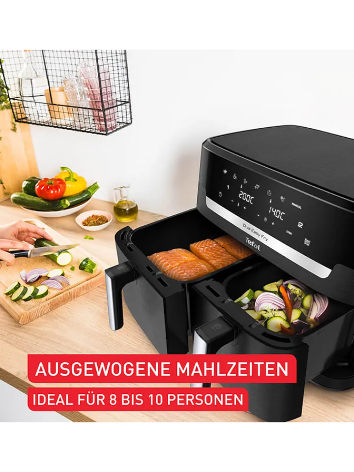 Tefal Küchenelektronik<Doppelkammer-Heißluftfritteuse EY9428E0 "XXL Dual Easy Fry" in Schwarz - 11 l
