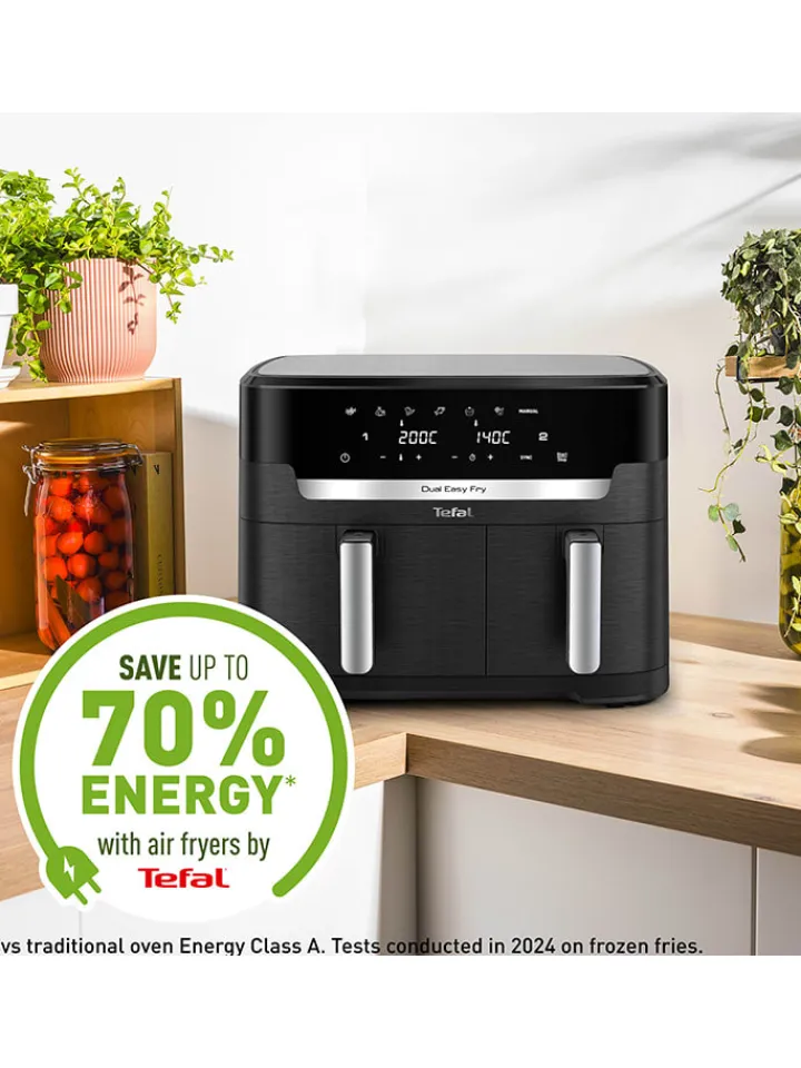 Tefal Küchenelektronik<Doppelkammer-Heißluftfritteuse EY9428E0 "XXL Dual Easy Fry" in Schwarz - 11 l