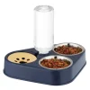 relaxdays Katzen<Doppelnapf mit Wasserspender in Blau