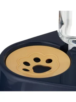 relaxdays Katzen<Doppelnapf mit Wasserspender in Blau