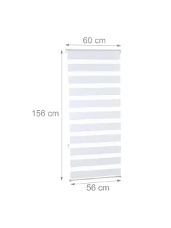 relaxdays Gardinen, Jalousien & Rollos<Doppelrollo Klemmfix in Weiß - (B)56 x (H)156 cm