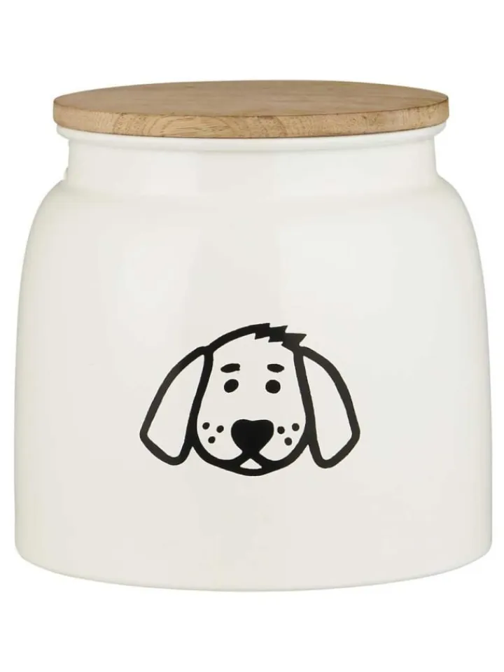 IB Laursen Hunde<Dose für HUNDEFUTTER mit Holzdeckel Weiß 2,2 Liter