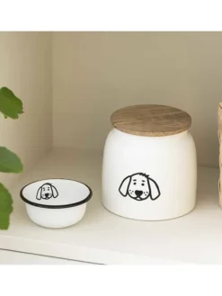 IB Laursen Hunde<Dose für HUNDEFUTTER mit Holzdeckel Weiß 2,2 Liter