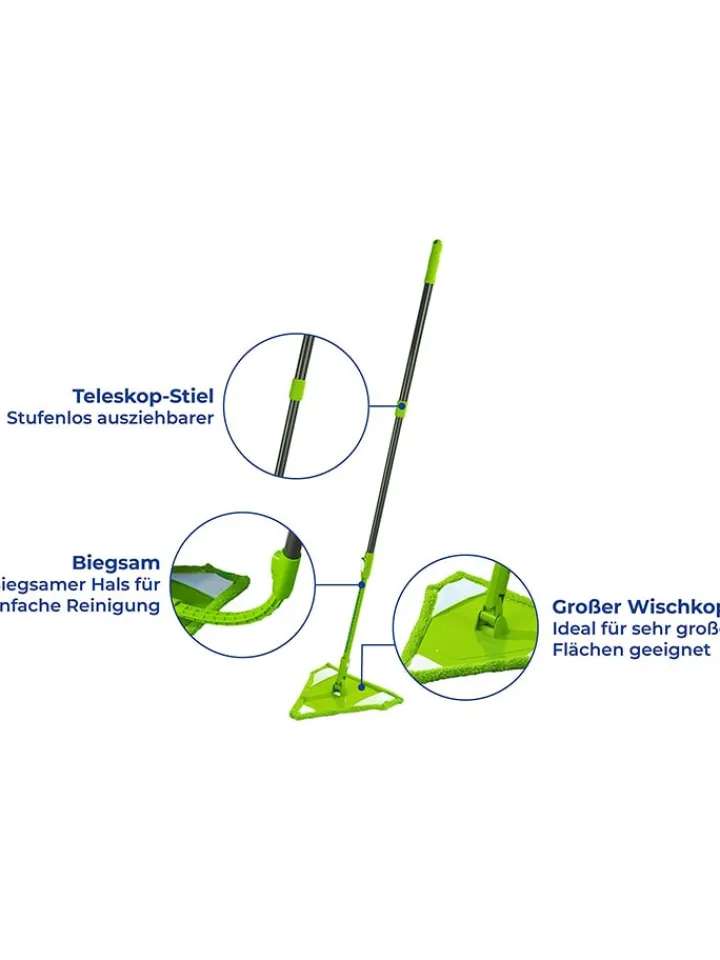 Wenko Putz- & Waschutensilien<Dreiecksmopp in Grün - (B)31 x (H)160 x (T)27 cm
