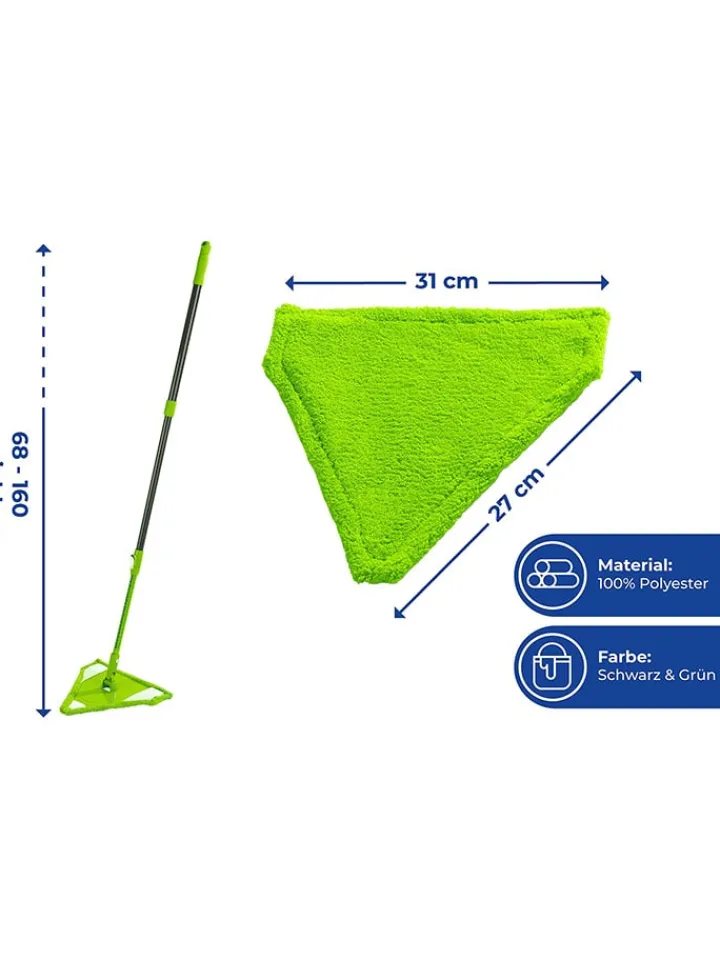 Wenko Putz- & Waschutensilien<Dreiecksmopp in Grün - (B)31 x (H)160 x (T)27 cm