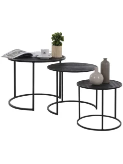 WellHome Tische<Dreisatztisch in Schwarz
