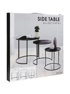WellHome Tische<Dreisatztisch in Schwarz