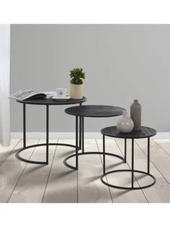 WellHome Tische<Dreisatztisch in Schwarz