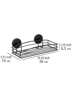 Wenko Badmöbel|Badezimmermöbel<Duschablage "Vacuum-Loc Bari" in Schwarz - (B)26 x (H)6,5 x (T)14 cm
