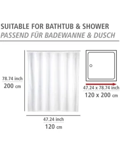 Wenko Gardinen, Jalousien & Rollos<Duschvorhang in Weiß - (L)200 x (B)120 cm