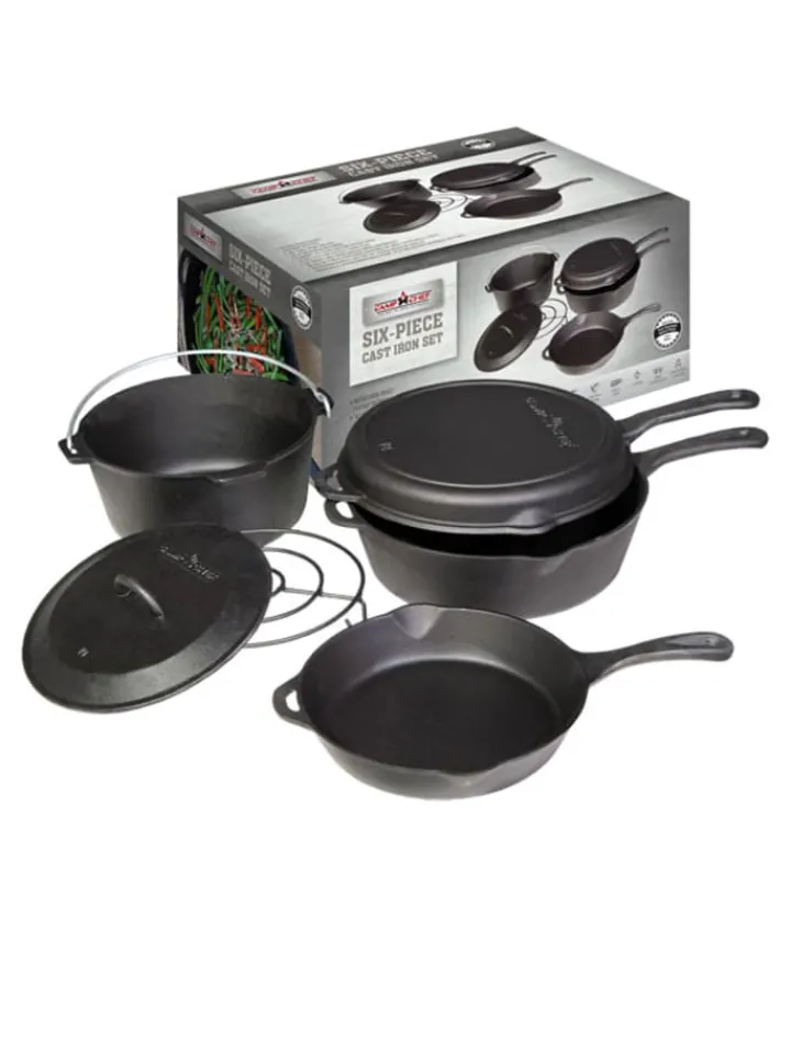Camp Chef Grillen<Dutch Oven Gusseisen Set 6teilig in schwarz