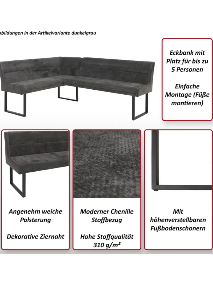 MCW Sitzmöbel<Eckbank -O81 210x159cm, Grün