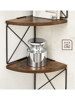 Songmics Regale & Schränke<Eckenregal in Braun/ Schwarz - (B)20 x (H)127,5 x (T)20 cm