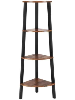 SONGMICS Regale & Schränke<Eckenregal in Braun/ Schwarz - (B)34 x (H)125 x (T)34 cm