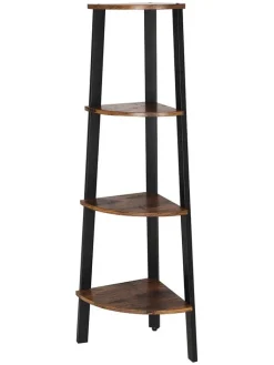 SONGMICS Regale & Schränke<Eckenregal in Braun/ Schwarz - (B)34 x (H)125 x (T)34 cm