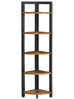 Songmics Regale & Schränke<Eckregal in Braun/ Schwarz - (B)30 x (H)150 x (T)30 cm