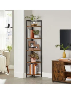 Songmics Regale & Schränke<Eckregal in Braun/ Schwarz - (B)30 x (H)150 x (T)30 cm