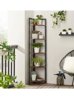 Songmics Regale & Schränke<Eckregal in Braun/ Schwarz - (B)30 x (H)150 x (T)30 cm