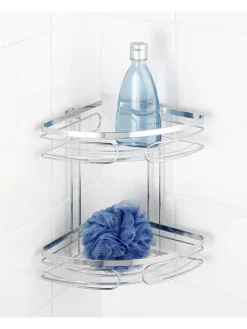 Wenko Badmöbel|Badezimmermöbel<Eckregal in Silber - (B)26,5 x (H)27,5 x (T)19 cm