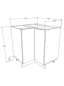 VCM Regale & Schränke<Eckschrank Küchenschrank Unterschrank Küche Fasola in Weiß / Honig-Eiche