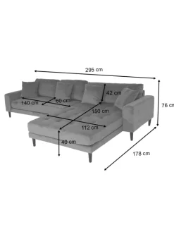 MCW Möbel-Sets<Ecksofa 3-Sitzer J54, Samt rost-rot