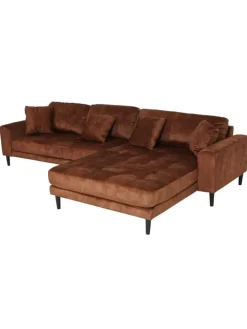 MCW Möbel-Sets<Ecksofa 3-Sitzer J54, Samt rost-rot