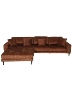 MCW Möbel-Sets<Ecksofa 3-Sitzer J54, Samt rost-rot