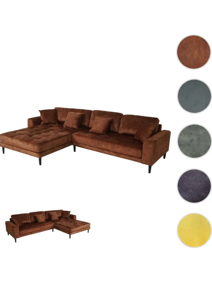 MCW Möbel-Sets<Ecksofa 3-Sitzer J54, Samt rost-rot