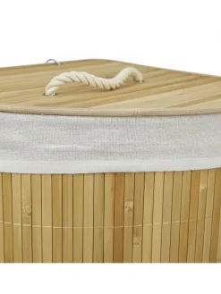 relaxdays Wäschekörbe & -Ständer<Eckwäschekorb in Natur - (B)36 x (H)60 x (T)36 cm
