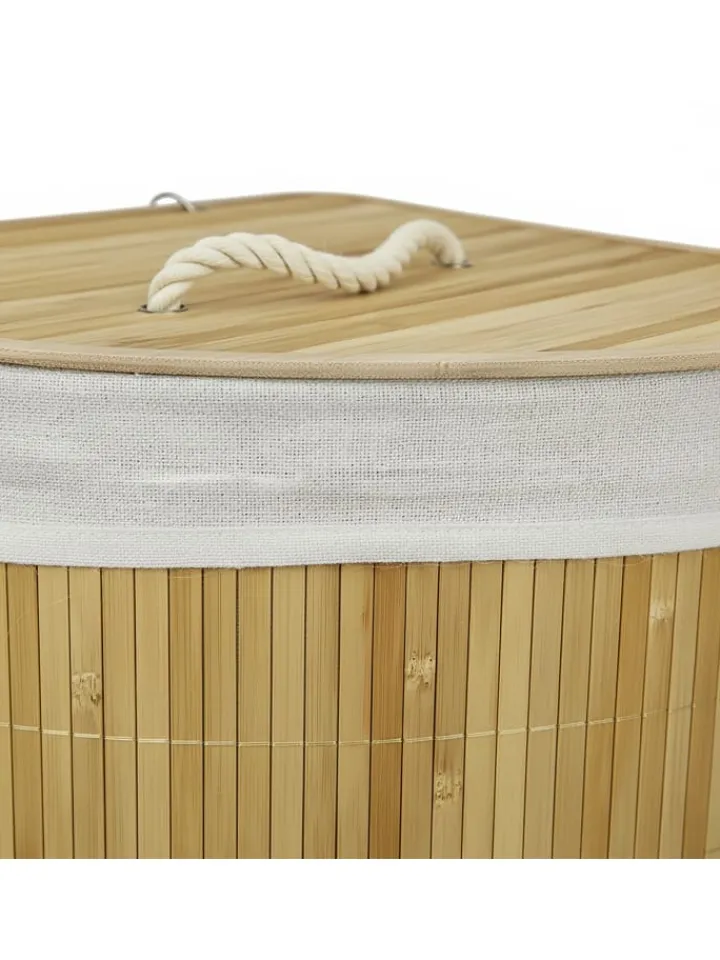 relaxdays Wäschekörbe & -Ständer<Eckwäschekorb in Natur - (B)36 x (H)60 x (T)36 cm