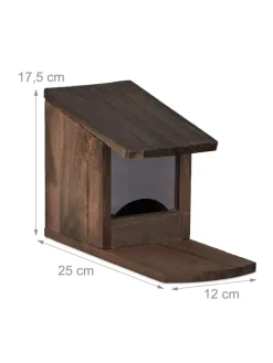 relaxdays Pflanzen & Zubehör<Eichhörnchen Futterhaus in Dunkelbraun - (B)12x (H)17,5 x (T)25 cm