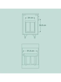 relaxdays Mülleimer<Einbaumülleimer in Schwarz - 1x 15 l + 2x 8 l