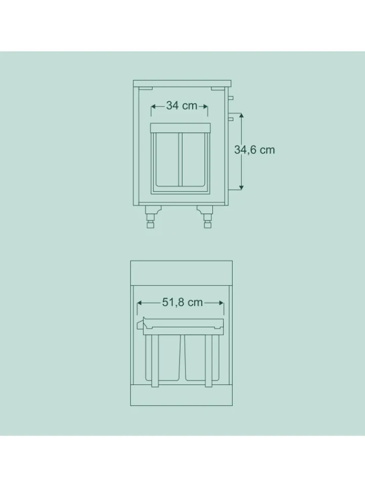 relaxdays Mülleimer<Einbaumülleimer in Schwarz - 1x 15 l + 2x 8 l