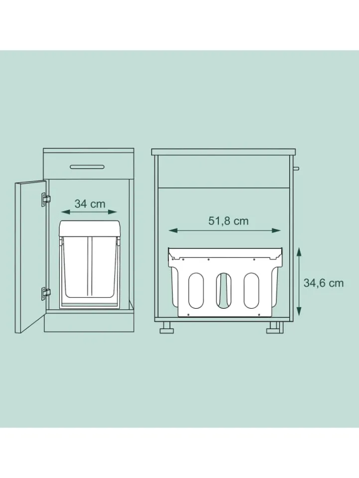 relaxdays Mülleimer<Einbaumülleimer in Schwarz - 1x 15 l + 2x 8 l