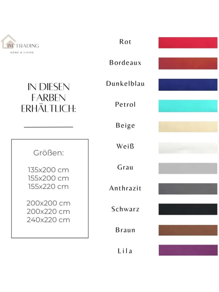 COFI 1453 Bettwäsche & Bettwaren<Einfarbige Bettwäsche 100% Baumwolle in Dunkelblau