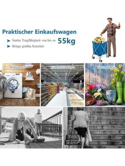 COSTWAY Einkaufstaschen & -Trolleys<Einkaufstrolley 90 L in Blau