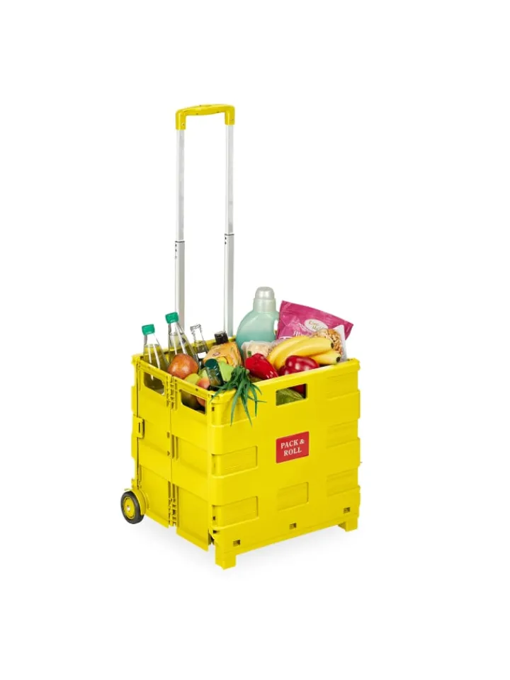 relaxdays Einkaufstaschen & -Trolleys<Einkaufstrolley in Gelb