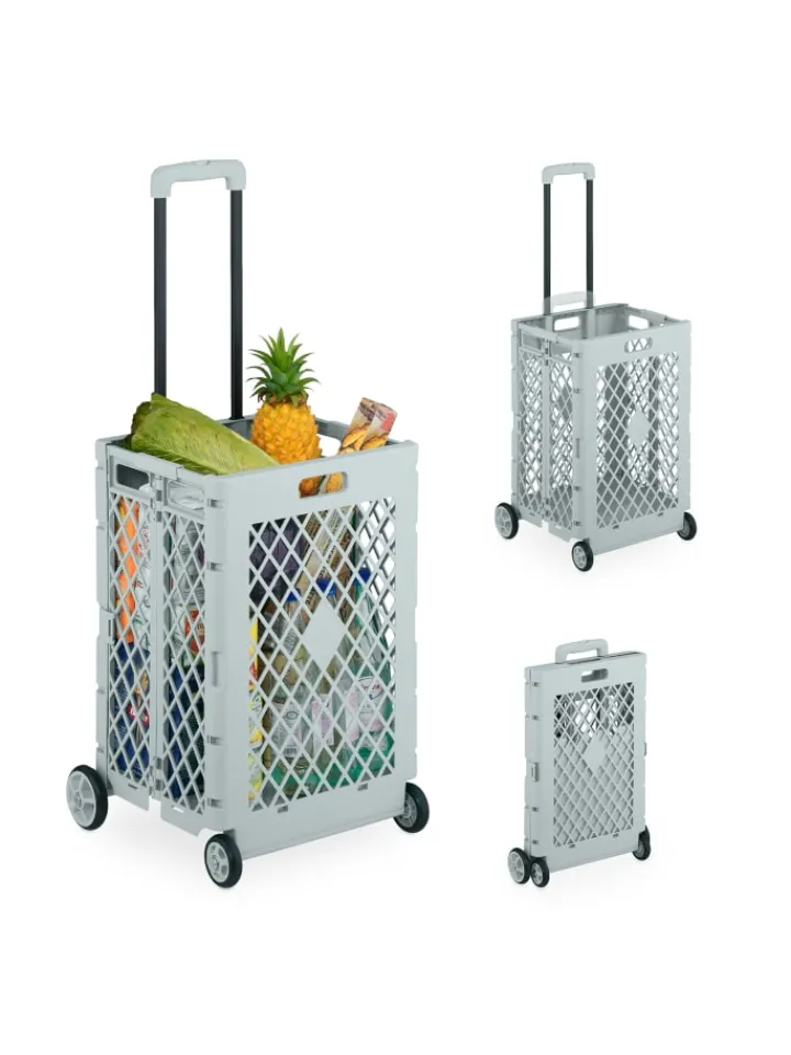 relaxdays Einkaufstaschen & -Trolleys<Einkaufstrolley in Grau