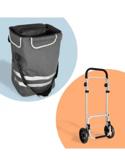 relaxdays Einkaufstaschen & -Trolleys<Einkaufstrolley in Grau - 45 l