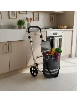 relaxdays Einkaufstaschen & -Trolleys<Einkaufstrolley in Grau - 45 l